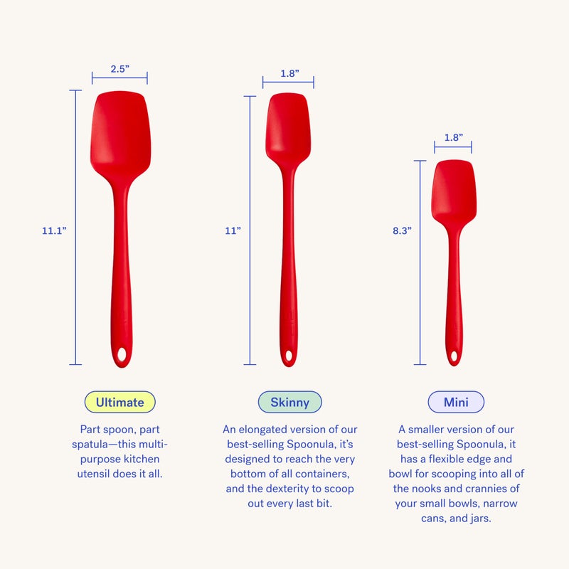 GIR: Get It Right Premium Seamless Spoonula - Non-Stick Heat Resistant Silicone Scraper Spatula - Perfect for Mixing, Serving, Scraping, Stirring, and More - Mini - 8 IN, Red - Image 2